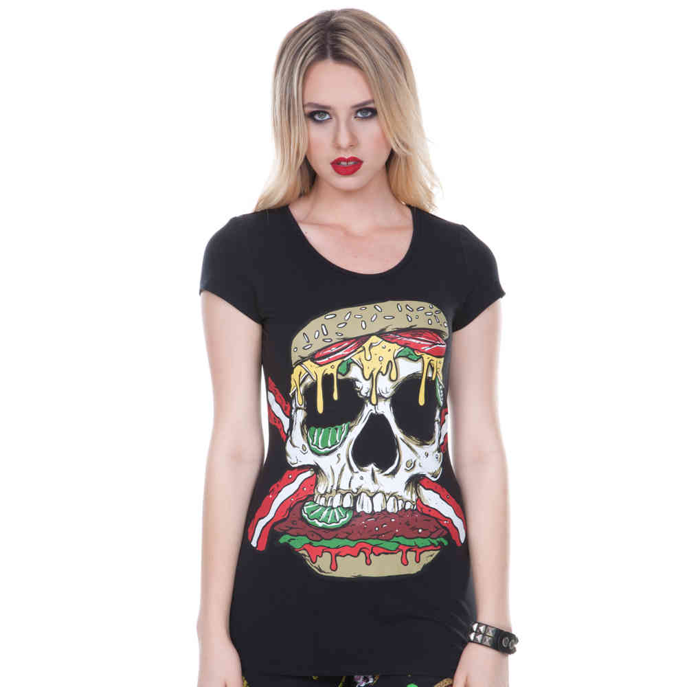 Jawbreaker - Twisted Burger Cutout Dames Tshirt - Zwart